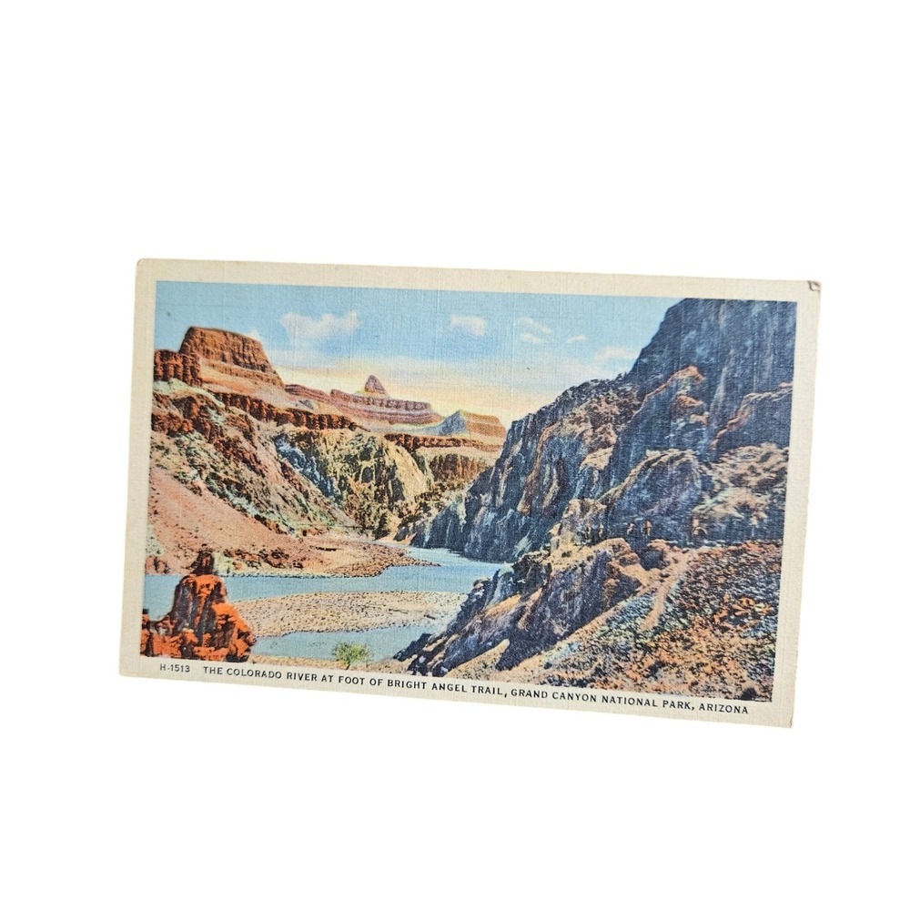 Vintage Grand Canyon Colorado River Bright Angel Trail Linen Postcard 7A-H678